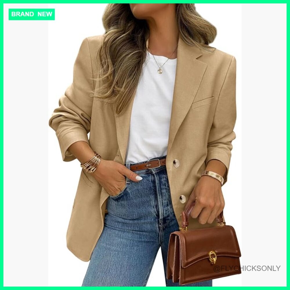 Polyester Elastane Blazer with Pockets Notch Lape… - image 1